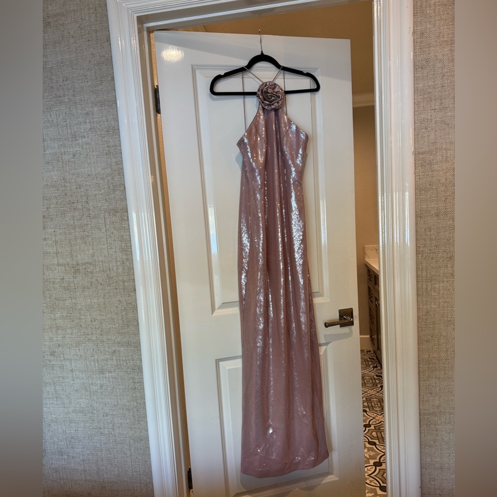 Rebecca Vallence Elegant Pink Sequin Gown - Picture 5 of 9